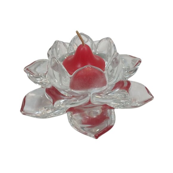 PartyLite Lotus Flower Glass Votive Candle Pair P91289 - Picture 5 of 9